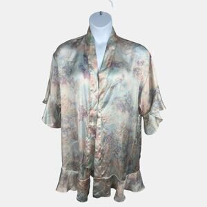 Victoria’s Secret Pastel Satin‎ Flutter Robe XS S Courting Whimsical Print